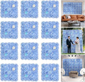 Flower Wall Backdrop 12pcs 16.5 * 16.5inches Artificial Floral Panel Faux Silk Flowers Rose Decor for Wedding Arrangement Home Wall Background Party-Light Blue
