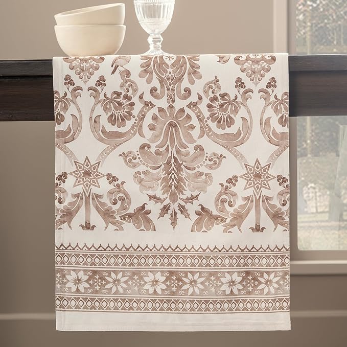 Maison d' Hermine Table Runner 100% Cotton Double Layer Table Runners 72 inches Long for Thanksgiving Christmas Decorations Home Kitchen Dining Party Wedding (Allure, 14.5" x 72")