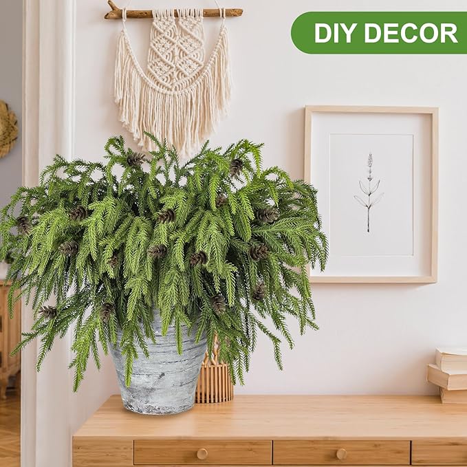 Artgar 100 Pcs Pine Branches - 18 Inch Artificial Green Pine Stem - Real Touch Christmas Greenery Pines Branches for DIY Flower Arrangement Home Indoor Christmas Decor