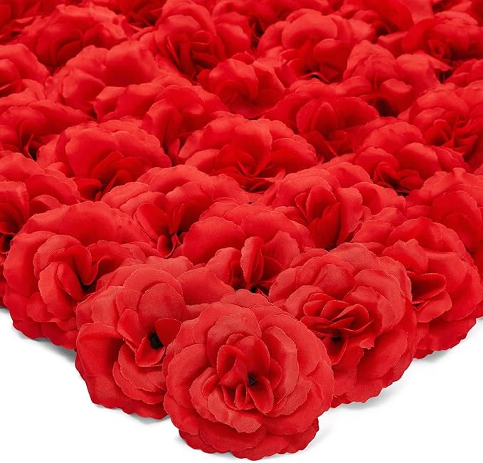 Bright Creations Red Flowers for Centerpieces - 50 Count, 3-Inch Stemless Silk Flower Heads, Red - Bulk Faux & Artificial Roses for Decoration - DIY Crafts & Wedding Decor