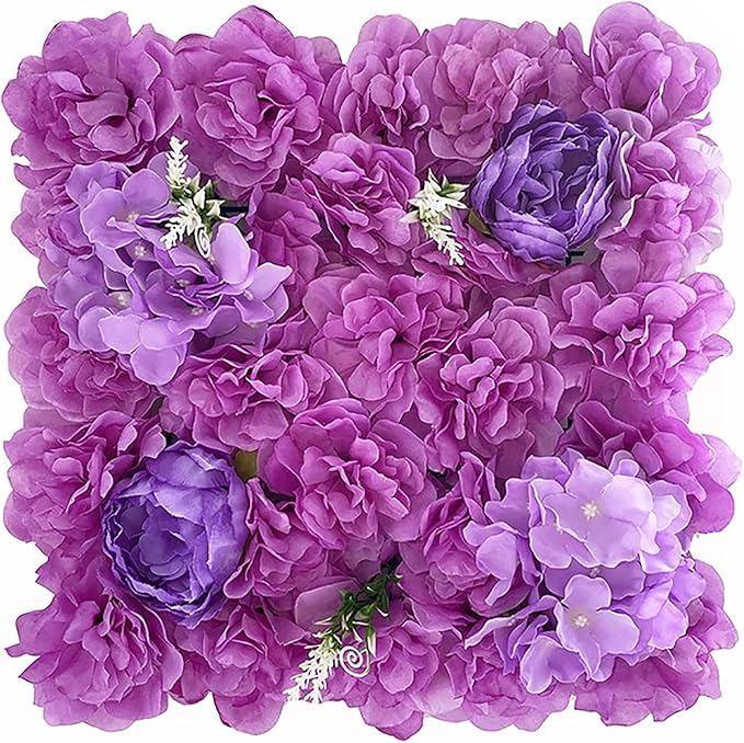 Flower Wall Backdrop, 12PCS 10.6"-15.7" Artificial Flower Wall Panel with Various Styles, 3D Floral Wall Decor for Wedding Photo Background Festive Party Home Decoration (F017, 13.8 * 13.8in)