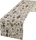 Coffee Theme Table Runner Coffee Time Espresso Seasonal Dinner Runner for Retro Farmhouse Kitchen Dining Coffee Table Decoration Cabin Home Holiday Party 13x60in