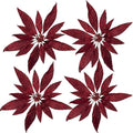 Artificial Flowers 12‘’ Christmas Decoration 4 Pcs Lifeslike Floral Arrangements for Holiday Home Decor Vibrant Colorful Faux Flowers Perfect for Festive Celebrations and Seasonal Decor(Red-1)