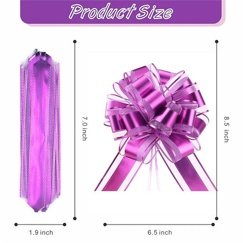 10-Pack Lavender Color Pull Bows for Gift Wrapping - 6 Inch Reusable Ribbon Bows, Large Instant Floral Decor Bows for Wedding, Christmas, Birthday Decor, Gift Basket & Party Decorations