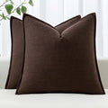 MIULEE Decorative Linen Pillow Covers 20x20 Inch Dark Brown Boho Farmhouse Neutral Winter Couch Throw Pillows for Bed Pack of 2 Accent Modern Pillowcase Sofa Livingroom Home Decor