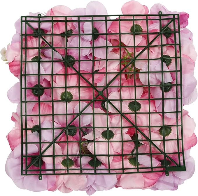 12Pcs Artificial Flower Wall Panel,3D 15" X 15" Silk Rose Mat Artificial Flower Wall,Decorative Backdrop Flower Panels Wall for Wedding Party Stage Baby Shower Decor (White,Pink,Purple)