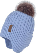 FENELY Women's Knitted Warm Beanie Winter Hat, Warm Chunky Snow Hat with Pompom