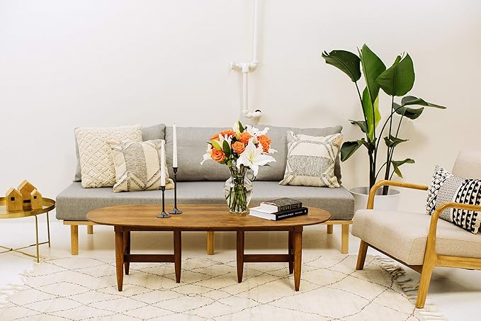 Benchmark Bouquets - Oriental Lilies & Orange Roses (Glass Vase Included) - Fresh Flowers for Delivery - Gift for Graduation, Birthday, Anniversary, Sympathy, Get Well, Congratulations