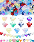 FIVEIZERO 200PCS Glass Lily Bell Flower Beads, 11 Colors Trumpet Crystal Floral Bead Charms for Bracelets, Necklaces & DIY Jewelry Making