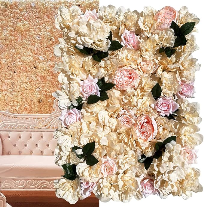 12PCS Artificial Flower Panels, Wedding Flower Panels Banquet Flowers Board, Flower Backdrop Wall for Photo Party Wedding Background Decor