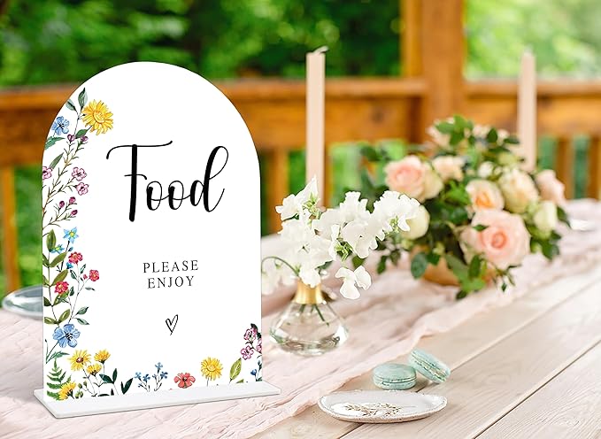 Acrylic Wedding Signs Food Please Enjoy Sign, 6x8" Floral Themed Arch Acrylic Dessert Table Decor, Love Is In Bloom & Baby In Bloom Decorations for Baby Shower Bridal Shower Engagement
