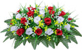 Artificial Cemetery Flowers Saddle-Shaped Tombstone Decorations Non-Fading UV-Resistant （Red and White Saddle