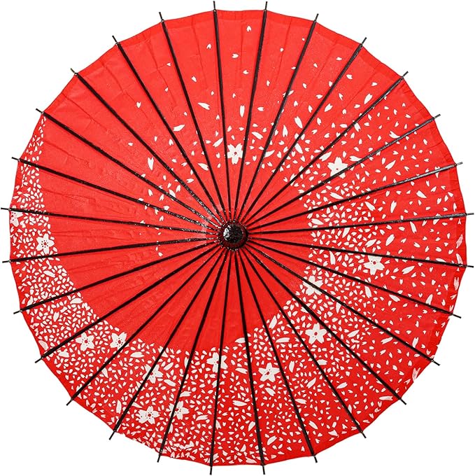 THY COLLECTIBLES Classic Chinese Art Asian Style 33" Paper Parasol Umbrella with Long Handle and Floral Print for Wedding Parties, Photography, Costumes, Cosplay, Decoration And Other Events