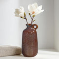 Sunddo Brown Ceramic Vase for Home Decor-10 Inch Rustic Decorative Vase with Handle, Mantle, Fireplace, Coffee Table, Shelf for Living Room