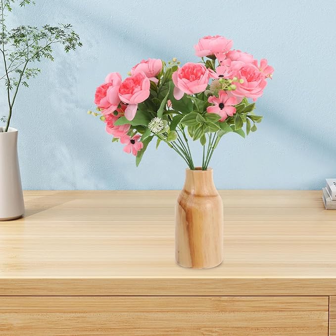 Wooden Flower Vase for Dried Plants Decorative Plant Pot Rustic Home Decor Centerpiece for Dining Table Office Bookshelf Wedding and Living Arrangement
