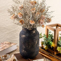 Rustic Ceramic Farmhouse Flower Large Vase, Whitewashed Terra Cotta Vase, Pottery Decorative Flower for Home Decor, Table, Living Room Decoration, Shelf Decor, Mantel, 9.5 Inch, Bronze