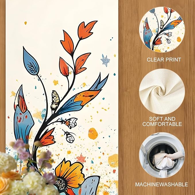 Abstract Eye Flower Table Runner – Vibrant Colorful Art Print, 13x72 Inch Linen-Look Fabric for Dining Table, Kitchen, Boho Home Decor, Psychedelic & Artistic Centerpiece Accent