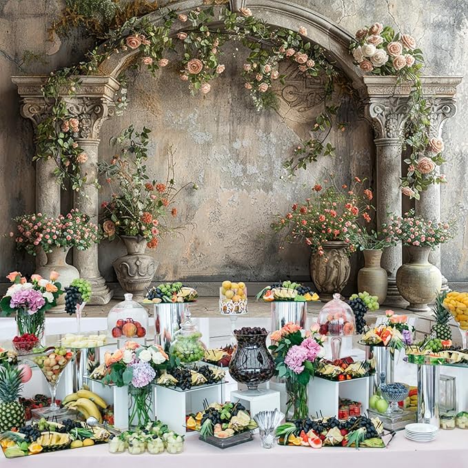 Baocicco 8x6.5ft Wedding Flowers Wall Backdrop Photography Vintage European Palace Victoria Wall Floral Background for Baby Shower Newborn Birthday Party Decorations Photo Booth Girl Women Portrait