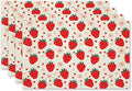 Red Cute Kids Fruit Strawberry Placemats Set of 4, Table Mats Place Mats for Kitchen Dining Table Decoration 16.9x11.4 Inch