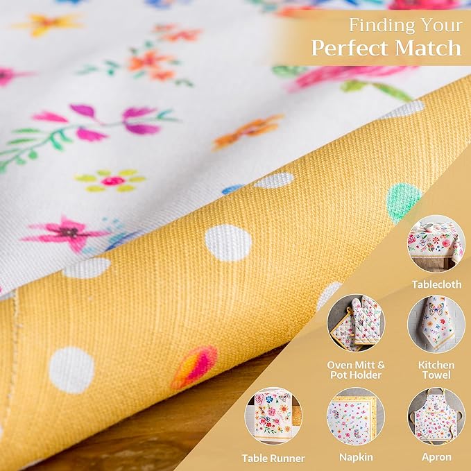 Maison d' Hermine Placemats Set of 4 100% Cotton Washable Cloth Place Mats, Reusable Table Mats for Kitchen Dining Decoration, Party, Restaurant Spring/Summer (Happy Florals - Sweety, 13" x 19")
