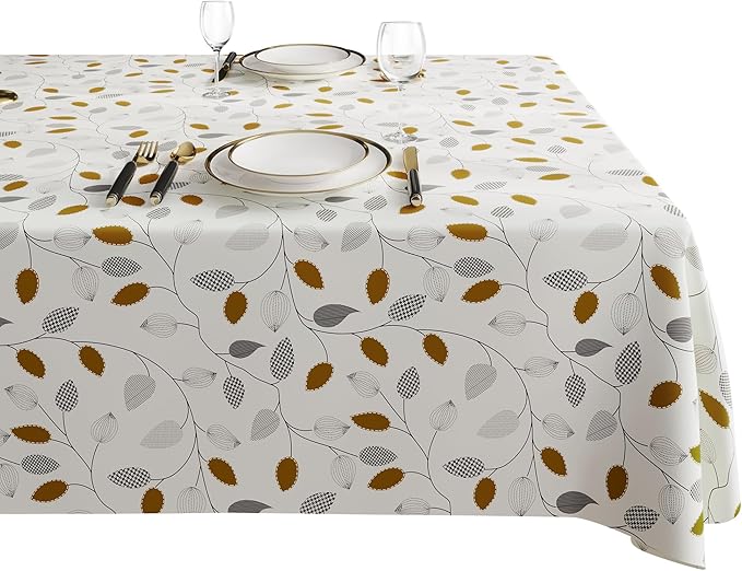 Square Table Cloth,100% Waterproof Tablecloth Oil Proof Spill Proof Vinyl Table Cloth, Wipe Clean Plastic Table Cover for Dining, Camping, Indoor and Outdoor 54" x 54",Leaf