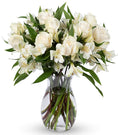 Benchmark Bouquets - Elegance Roses & Alstroemeria (Glass Vase Included) - Fresh Flowers for Delivery - Gift for Graduation, Birthday, Anniversary, Sympathy, Get Well, Congratulations