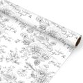 JarThenaAMCS Silver Foil Floral Wrapping Paper - Mini Roll - 17 Inch x 32.8 Ft Vintage Flower Gift Wrap Paper Decorative Art Paper for Spring DIY Crafts Supplies