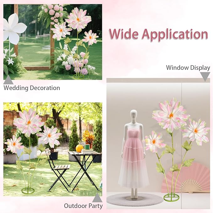 5.6 Ft Large Daisy Flowers for Decorations,Big Fake Daisy,Giant Artificial Flower with Stand,for Home Garden Hotel Office Decor,Photography Props,Wedding,Birthday,Art Gallery,Shop Window Display(Pink)