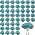 100PCS Artificial Hydrangea Flowers, Fake Flowers Silk Hydrangea Full Flowers Heads with Stems for Wedding Home Party Shop Baby Shower Decor (Yellow Blue)
