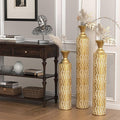 Modern Vintage Floor Vase Set: Oversized Tall Vases in Gold for Living Room Decor