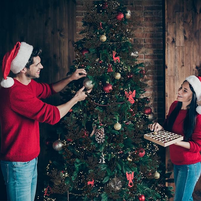 75 Pcs Christmas Glitter Branches 3 Styles Artificial Christmas Picks Berries Stems Pine Needles Floral Twig Spray for Xmas Tree Ornaments DIY Wreath Garland(Black)