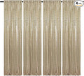 Champagne Backdrop Curtain 2FTx8FT 4 Panels Sequin Backdrop Curtain Glitter Backdrop Photo Background for Wedding Baby Shower Parties