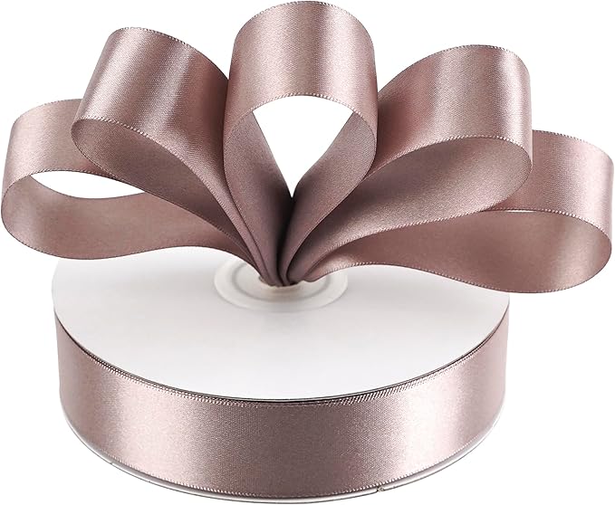 MEEDEE Dusty Rose Ribbon 1 Inch Dusty Rose Satin Ribbon Lux Double Faced Satin Ribbons by 50 Yards Polyester Pink Wrapping Ribbons for Crafts, Weddings, Flower Bouquet, Holiday Decorating