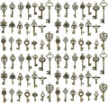 WOCRAFT 60pcs Antique Bronze Small Key Charms Bracelet Charms for Jewelry Making Sets DIY Necklace Bracelet Keychain Crafting Charms Kit Craft Supplies (SN924)