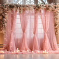 30ft x 10ft Dusty Rose Backdrop Curtain with Lights String for Parties, Sheer Tulle Wedding Photo Backdrops Drapes for Baby Shower Birthday Party Decorations Background for Photography