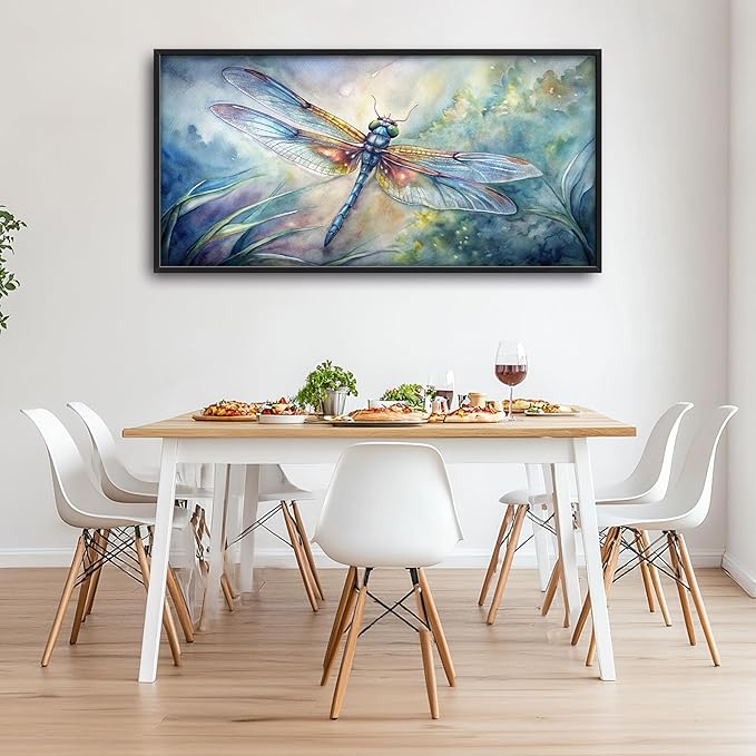 Framed Large Pictures Wall Art for Living Room, Dragonfly Oversized Wall Decor Dragonfly Canvas Print Painting Modern Extra Large Framed Artwork for Bedroom Office 60"x30"
