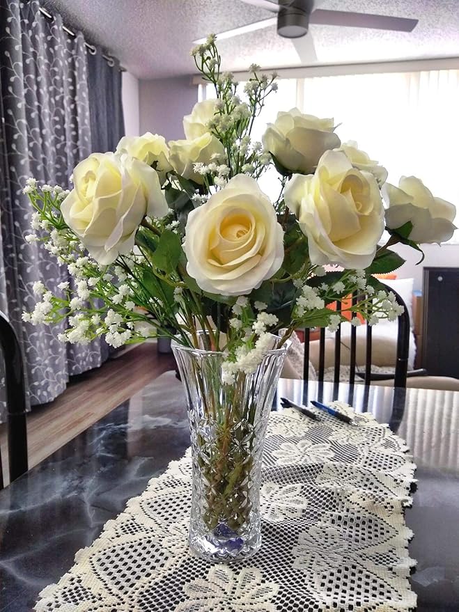 DEEMEI 12 PCS Babys Breath Artificial Flowers Fake Babys Breath Flowers Artificial Bulk White Gypsophila Bouquets Real Touch Faux Flowers for Wedding Floral Arrangement Party Home Decoration