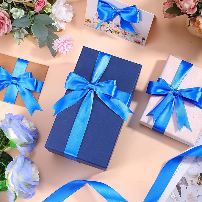Royal Blue Ribbon 1 inch 50 Yards Blue Satin Ribbon for Lei Crafts Bows Gift Wrapping Flower Bouquet Christmas Decorations