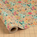 MAYPLUSS Colorful Floral Kraft Wrapping Paper Roll - 17Inch x 16.5Feet - Garden Boho Flower Gift Wrap Paper Spring Summer Blooms Sheet for Wedding, Bridal Shower, Birthday and Engagement