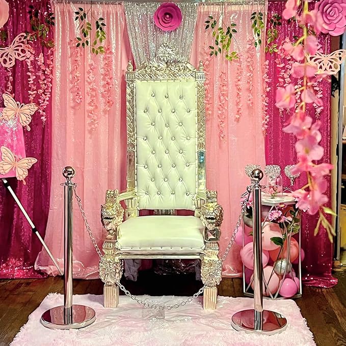 Hot Pink Sequin Backdrop Curtain 2FTx8FT 4 Panels Glitter Metallic Background Drapes for Wedding Baby Shower Birthday Parties Photography