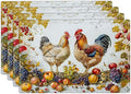 Rooster Placemats Set of 4 Farmhouse Fruits Chicken Placemats Farm Cock Chicken Country Hen Washable Place Mats for Party Kitchen Dining Decoration 4 PCS