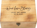 Let's Make Memories Personalized Wooden Keepsake Box With Hinged Lid - Wood Memento Box - Decorative Storage - Home Decor - For Couples, Wedding, Newlyweds - Laser Engraved - Our Love Story