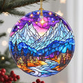 Christmas Ornaments, 2.8 Inch Ceramic Hanging Ornament, Christmas Tree Ornaments, Xmas Decorations, Holiday Decorations, Holiday Party Gifts, and Xmas Gift Ideas - Snow-Village Night