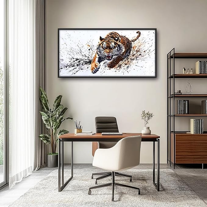 Tiger Large Decor Wall Art Framed Pictures for Living Room, Animal Oversized Canvas Print Painting Modern Extra Large Framed Artwork for Bedroom Office Home Decor 60"x30"