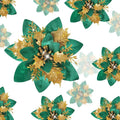 Geosar 24 Christmas Glitter Artificial Poinsettia Flowers Xmas Poinsettia Artificial Wedding Flowers Decorations Xmas Tree Ornaments with Clips for Party Favors, 6 Inch, 4 Inch, 3 Inch (Green, Gold)