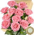 FiveSeasonStuff Fake Roses Wedding Flowers Real Touch Silk Pink Artificial Flowers 12 Stems