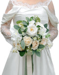 10 Inch White Bridal Bouquet,Wedding Bouquet,Bride Bouquets for Wedding Ceremony Anniversary, Party and French Rustic Vintage Wedding,Artificial Flowers