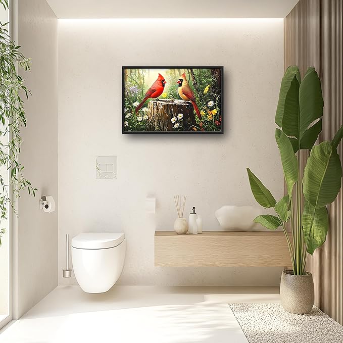 Cardinal Bird Large Decor Framed Wall Art Forest Pictures for Living Room, Oversized Canvas Print Painting Modern Extra Large Framed Artwork for Bedroom Office Home Decor 36"x24"