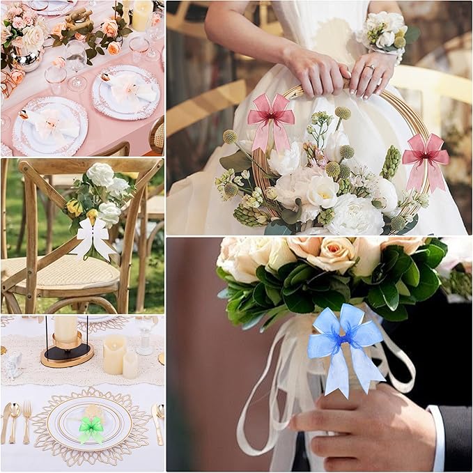 1-1/2 Inch x 50 Yards Sheer Organza Ribbon Chiffon Ribbon for Gift Wedding Flower Bouquet Wrapping Decorations Crafts (Rose Gold)