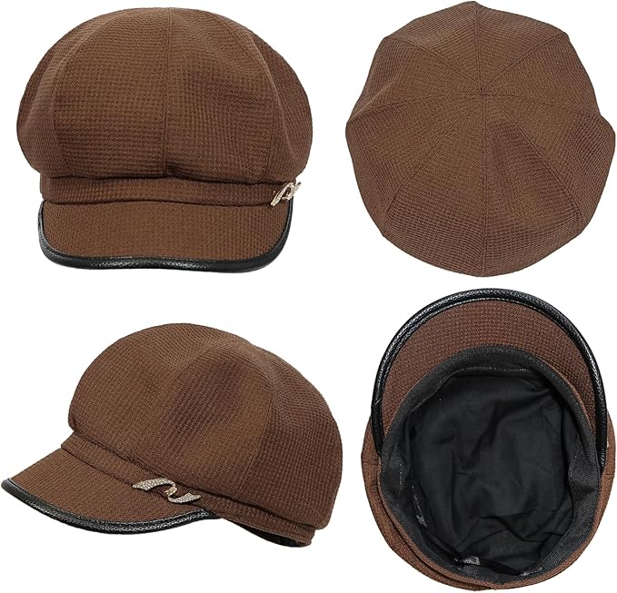 Women Retro Classic Visor Newsboy Cabbie Cap Beret Hats with Flower Buckle for Woman Ladies